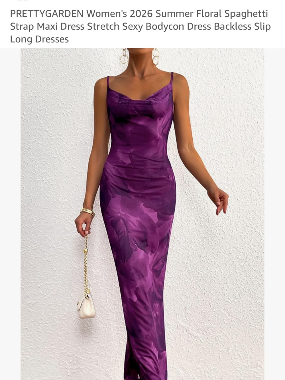 PRETTYGARDEN Purple Floral Slip Maxi Dress